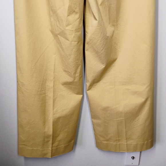 Theory Wide Leg Trouser Pants Womens 2 Khaki Beige Career Office Work Cotton - Picture 7 of 14